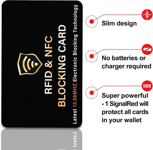 Miniatura 6 de SaiTech IT Paquete de 5 Tarjetas de Bloqueo RFID, Una Tarjeta Protege Toda la Billetera y Cartera, Protector de Tarjetas de Débito y Crédito