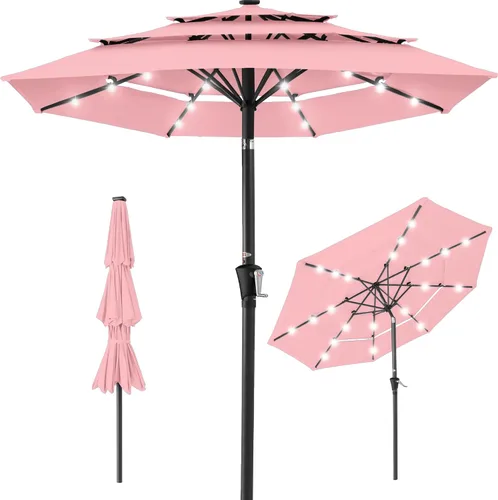 Miniatura 47 de Best Choice Products - Sombrilla solar de 10 pies de 3 niveles para patio, sombrilla de sol para exteriores, mercado, patio trasero, terraza, junto