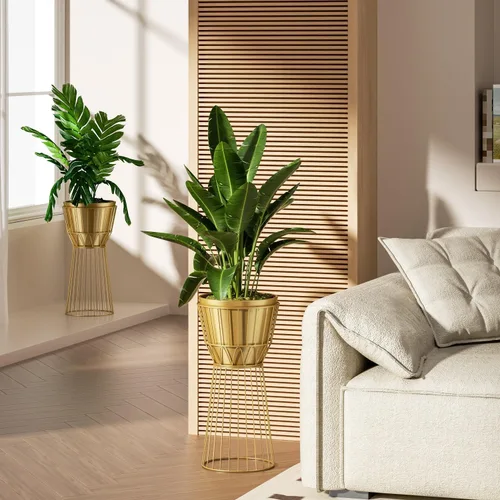Miniatura 5 de Soporte de metal para plantas con maceta de 12 pulgadas – Soporte decorativo de metal para plantas de interior, soporte dorado para plantas moderno