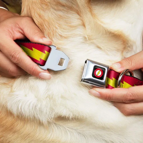 Miniatura 8 de Collar de perro hebilla de cinturón de seguridad The Flash Bolt Stripe Rojo Amarillo 9 a 15 pulgadas 1.0 pulgadas de ancho, DC-WFL025-S