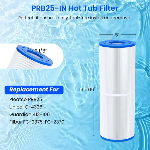Miniatura 2 de Future Way PRB25-IN - Filtro de repuesto para bañera de hidromasaje Pleatco PRB25, Unicel C-4326, Guardian 413-106, Filbur FC-2375/FC-2370, filtro