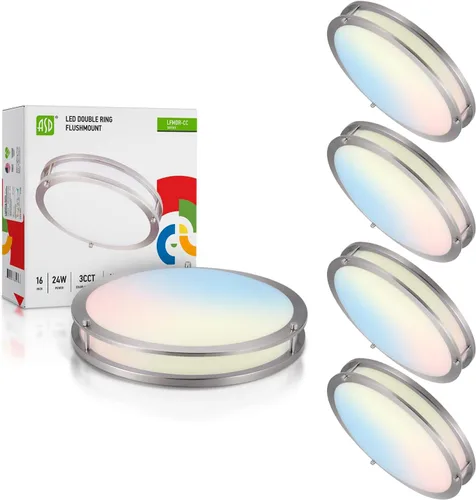 Miniatura 76 de ASD Lámpara LED de techo de montaje empotrado de 18 pulgadas, interruptor de 28 W, 100-277 V, 2750 lúmenes, 3000 K/4000 K/5000 K, regulable, Níquel