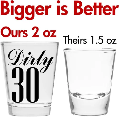 Miniatura 4 de Make Em Laugh Dirty 30 Shot Glass (Thirty) - Divertido cumpleaños número 30 - Regalos de cumpleaños 30 para mujeres - Vasos de chupito de cumpleaños
