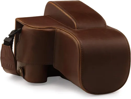 MegaGear Funda de piel sintética compatible con Nikon Coolpix P950 - Marrón oscuro (MG1879)