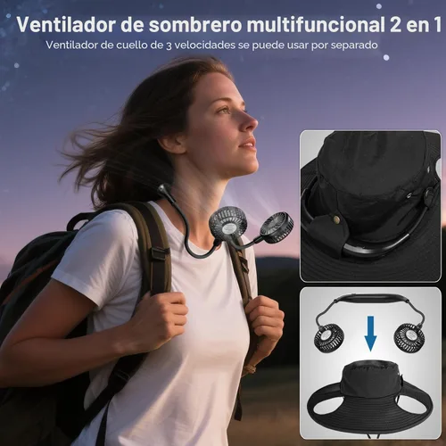 Miniatura 6 de AMACOOL Bucket Hat Fan, Gifts for Him Father Dad Husband, Fishing Essentials for Women Men Camping Hiking Beach Gardening