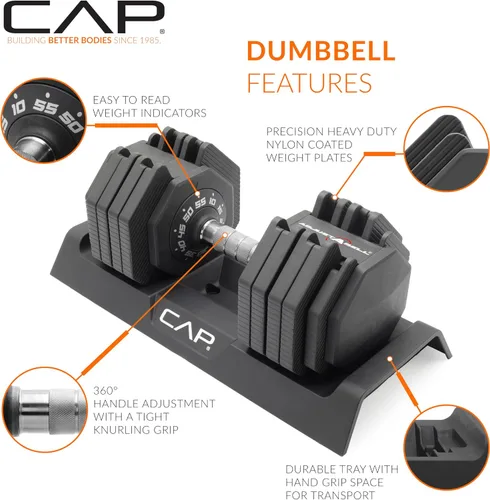 Miniatura 3 de CAP ADJUSTABELL - Juego de mancuernas ajustables de selección rápida de primera calidad para entrenamiento de fuerza, individuales y pares, 12.5