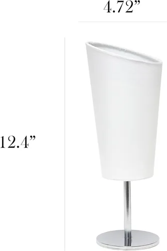 Miniatura 3 de Simple Designs LT1208-WHT - Lámpara de mesa compacta de 12.4 pulgadas, brillante y llamativa, cromada, con pantalla de tela en ángulo, para sala