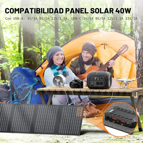 Miniatura 5 de Generador de energía solar de 300 W pico/70400 mAh, estación de energía portátil de 260 Wh con paneles de 40 W incluidos, generador solar con salida