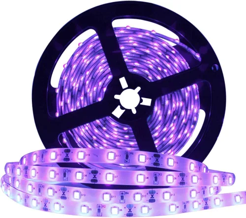 Miniatura 6 de Tira LED de luz negra UV de 24 vatios, 16.4FT/5M 3528 300LEDs 395nm-405nm, luz negra, no impermeable, pesca nocturna, fiesta implícitamente con Sin