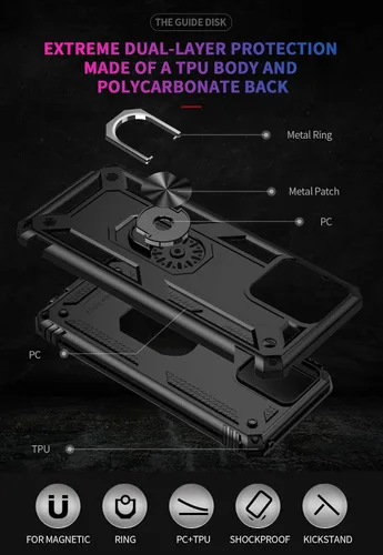 Miniatura 4 de Funda para Moto G Stylus 2023 5G en coche, soporte de anillo de metal, armadura anti caída completa, material de TPU + PC para Moto G Stylus 2023 5G