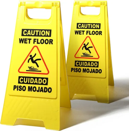 Miniatura 10 de XPCARE Letrero plegable bilingüe de precaución mojado para piso, doble cara con marco en A, cartel de precaución de seguridad, comercial, 17.5