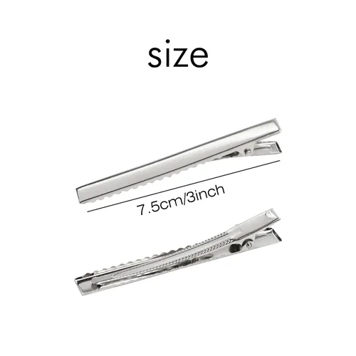 Miniatura 2 de Lawie Paquete de 100 pinzas de cocodrilo de metal para el pelo de cocodrilo de 2.953 in, pinzas para el cabello, pinzas para el cabello, pinzas
