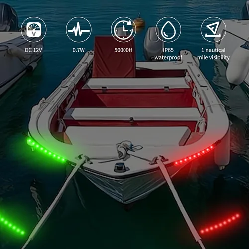 Miniatura 6 de RVZONE Luces de navegación para barcos, iluminación de navegación para barcos LED, iluminación marina para pesca nocturna, luces rojas y verdes