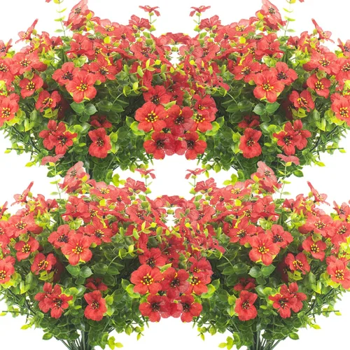 Miniatura 9 de Grunyia 10 paquetes de flores artificiales para exteriores, resistentes a los rayos UV, flores falsas que no se decoloran, plantas sintéticas