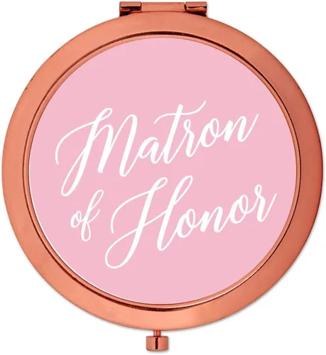 Miniatura 26 de Andaz Press Espejo compacto de oro rosa, regalo de boda de dama de honor, rosa rubor, paquete de 1, despedida de soltera, despedida de soltera, Maid