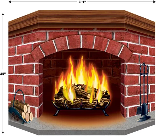 Miniatura 2 de Beistle Chimenea de ladrillo de pie, paquete de 3 unidades, decoración rústica para fiestas de Navidad, fondo de fuego sintético agrietado