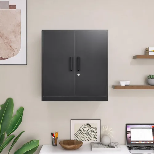 Miniatura 8 de LUCYPAL Armarios de almacenamiento de metal con 2 puertas y asa, gabinete de almacenamiento con bloqueo de acero con estantes ajustables, gabinete