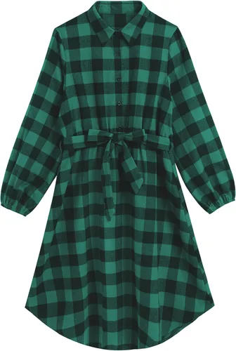 Miniatura 3 de AWIBMK Trajes familiares a juego para Navidad, color verde y rojo, a cuadros, vestidos para mamá e hija, otoño, invierno, Navidad, trajes familiares