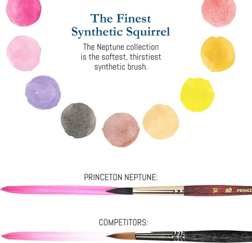 Miniatura 6 de Princeton Neptune 4750 Series - Juego de pinceles para acuarela, pelo sintético suave profesional de ardilla - Juego de pinceles para pintura