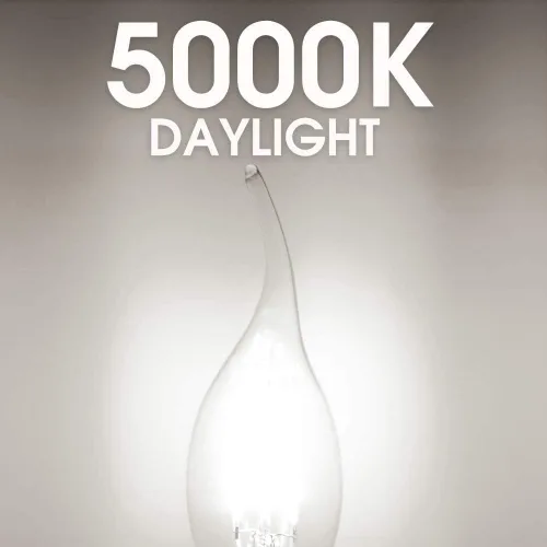 Miniatura 4 de Energetic Paquete de 24 Bombillas LED Regulables para Candelabro, Forma CA10, Estilo de Punta de Llama, Equivalente a 60 Vatios, 500LM 5000K Luz