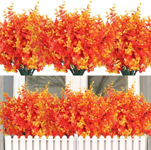 Miniatura 30 de RECUTMS - Flores artificiales, plantas artificiales, resisten los rayos ultravioleta, arbustos sintéticos, para interior y exterior, maceta