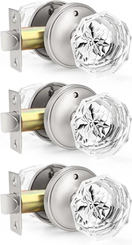 Miniatura 38 de Orger Paquete de 5 pomos de puerta de vidrio con roseta de bronce aceitado, pomos de puerta de baño/cama para uso de privacidad, manijas de puerta
