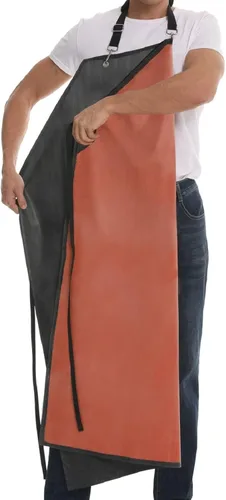 Delantal de vinilo negro de goma impermeable grueso para hombres de 39 pulgadas, resistente a los productos químicos, delantal de trabajo