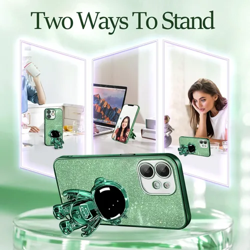 Miniatura 94 de Buleens Funda para iPhone 11 Pro Max Astronauta, Fundas Transparentes para iPhone 11 ProMax con Papel con Purpurina y Soporte de Astronauta, Mujeres