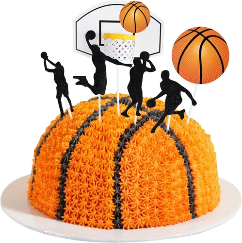 Miniatura 8 de Gyufise 24 piezas de baloncesto Oh Baby Cupcake Toppers Jugador de Baloncesto Escena Temática Púas de Fruta para Deportes Tema Babyshower Cumpleaños