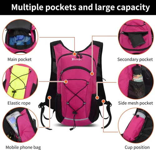 Miniatura 2 de Mochila de senderismo pequeña de 15 L Mochila de hidratación ligera para hombres y mujeres, mochila de senderismo a prueba de warterproof para Rosa