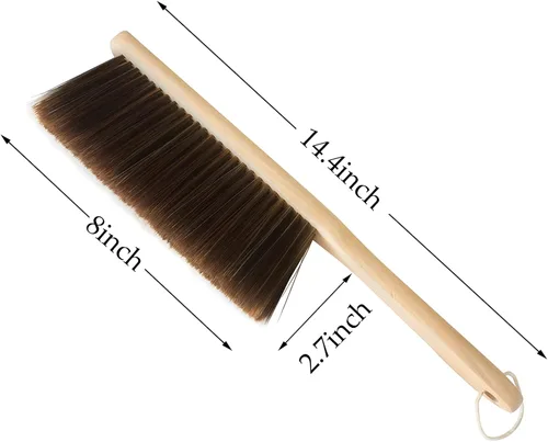 Miniatura 2 de Cepillo de limpieza de escoba de mango de madera, cepillo de cerdas suaves de 14 pulgadas para limpieza del hogar, polvo, sofá, ropa, automóvil