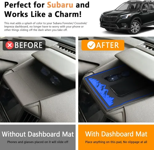 Miniatura 3 de Alfombrillas de tablero para Subaru Crosstrek Accesorios 2023-2018, Forester 2019-2024, Impreza 2018-2023, forro interior antideslizante (azul)