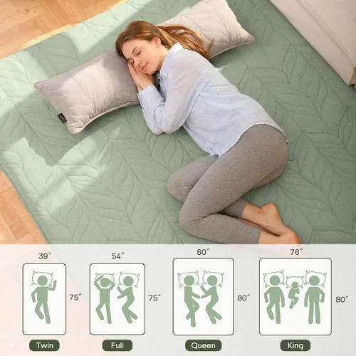 Miniatura 6 de ZonLi Colchón japonés para suelo de futón, tamaño individual, tapete de tatami enrollable, funda lavable, portátil y plegable para dormir