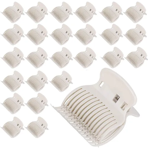 Tbestmax 24 clips de rodillo caliente para rizador de pelo, clip de garra, reemplazo de sección de cabello para mujeres y niñas, color blanco