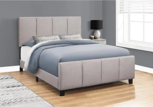 Miniatura 2 de Monarch Specialties I 6025Q - Cama tamaño Queen, plataforma, dormitorio, marco, tapizada, aspecto de lino, gris, de transición