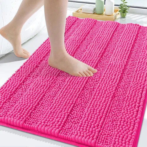 Miniatura 191 de Grandaily Alfombras de baño de felpilla a rayas de 24 x 16 pulgadas, extra gruesas y suaves, absorbentes, parte trasera de goma, alfombra de ducha