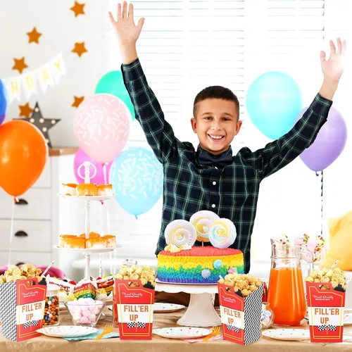 Miniatura 3 de Outus 24 piezas de dos decoraciones rápidas de cumpleaños, latas de combustible, cajas de palomitas de maíz, dulces de palomitas de maíz, contenedor