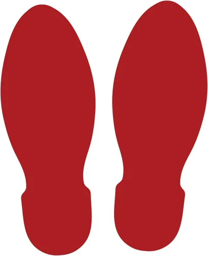 LiteMark Calcomanías de huellas Unifoot de 9 pulgadas, color rojo brillante, seguras para suelos y paredes, 6 pares, diseño de pies rectos