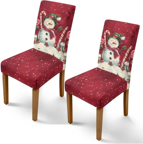 Miniatura 23 de Rnyleeg Fundas de silla de Navidad para sala de estar, diseño de muñeco de nieve azul, estampado de pájaros, fundas para sillas de comedor, 1