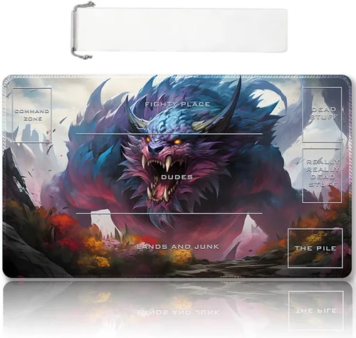 Miniatura 60 de Tapete de juego MTG cosido de alta calidad con zonas y parte trasera de goma antideslizante, tapete de juego TCG para MTG y otros juegos de cartas