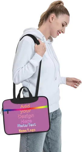 Miniatura 3 de Funda personalizada para laptop personalizada, añade tu foto, texto, maletines para portátil Púrpura2