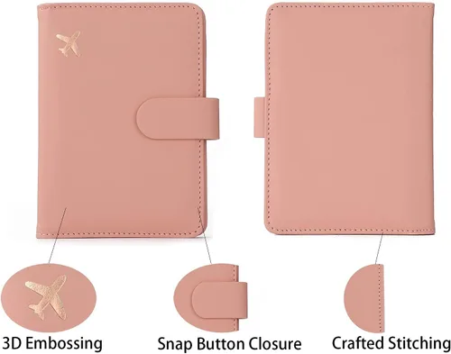 Miniatura 6 de Soporte para pasaporte y tarjetero de vacunación, para mujer, soporte para pasaporte RFID con ranura para tarjeta de vacuna, impermeable, funda