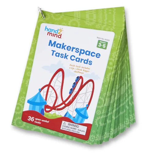Miniatura 6 de hand2mind Makerspace - Tarjetas de tareas, tarjetas de aprendizaje STEM para niños de grado K-2, 36 actividades STEM, proyectos de construcción