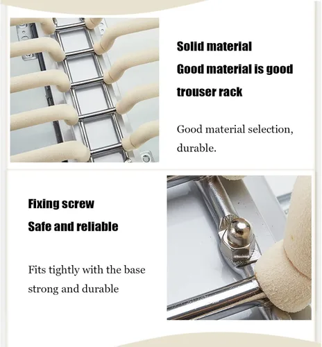 Miniatura 7 de Perchero extraíble para 22 brazos, barra silenciosa para colgar pantalones de armario, barra de materiales flocados, percha extensible