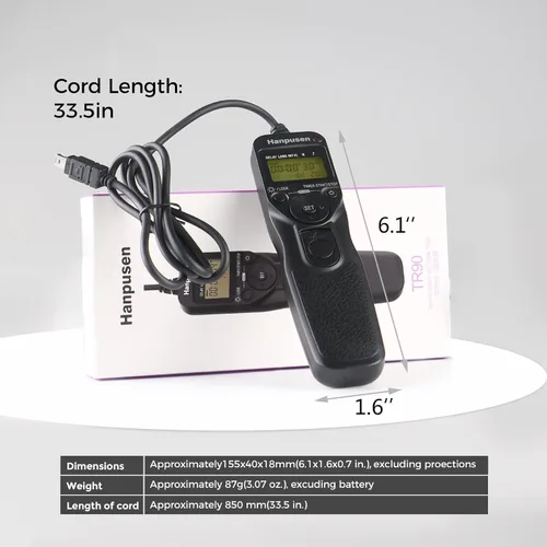 Miniatura 7 de Lanzamiento del obturador del temporizador con cable de la cámara, cables de liberación del obturador del intervalómetro de la cámara compatibles