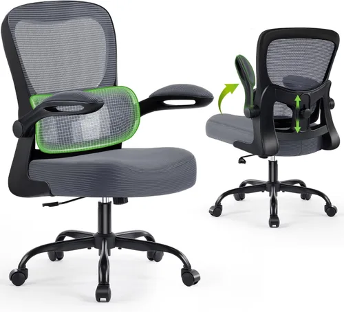 Miniatura 14 de AreShark Silla de oficina ergonómica, cómoda silla de escritorio con soporte lumbar ajustable, silla de computadora de malla con ruedas, Negro