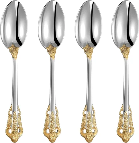 Miniatura 9 de KEAWELL Cuchara de lujo para cena, juego de 4, cucharadas de acero inoxidable 18/10, juego de cucharas de cubiertos, pulido con espejo, 7.8 pulgadas