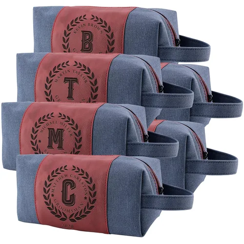 Miniatura 22 de Regalos personalizados para padrinos de boda, bolsas de aseo personalizadas para hombres, regalos de padrino de boda, Beige, Diseño #1, Juego de 3