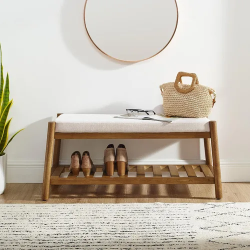 Miniatura 3 de Banco de entrada tapizado, banco de dormitorio para el extremo de la cama, banco de comedor con asiento acolchado para cocina, sala de estar, banco