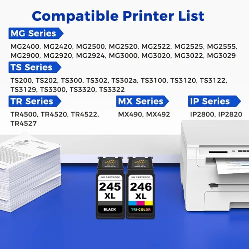 Miniatura 2 de MEGAIN 245XL 246XL Cartucho de tinta de repuesto para Canon 245 246 XL PG245 CL246 para Canon PIXMA MG2525 MG3022 MX490 TS202 TS3322 TR4520 TS302